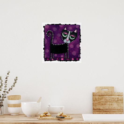 Black Cat with Polka Dots - Funky print Poster (Küche)