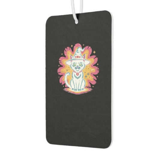 Black Cat with Psychedelic Flower Oversized T-Shir Autolufterfrischer (Links)