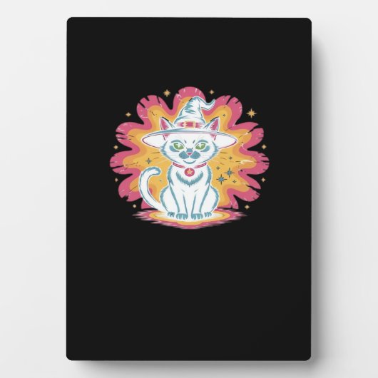 Black Cat with Psychedelic Flower Oversized T-Shir Fotoplatte (Vorderseite)