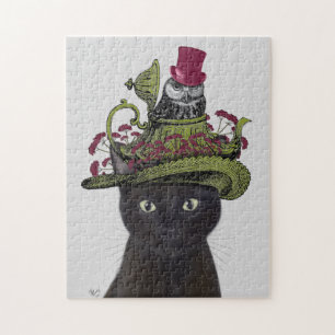 Black Cat with Teapot and Owl Puzzle