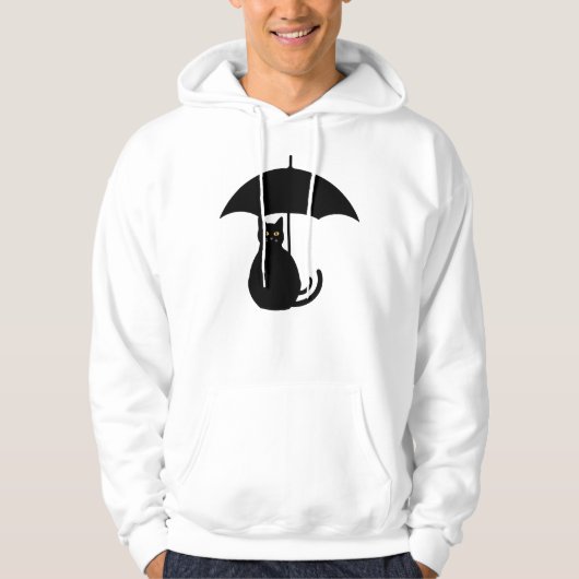 Black Cat with Umbrella Hoodie (Vorderseite)