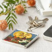 Black Cat Witz Bat Vollmond Schlüsselanhänger (Seite)