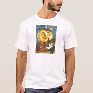 Black Cat Witz Bat Vollmond T-Shirt