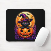 Black Cat Witz Hat Pumpkin Funny Halloween Men Wo Mousepad (Mit Mouse)