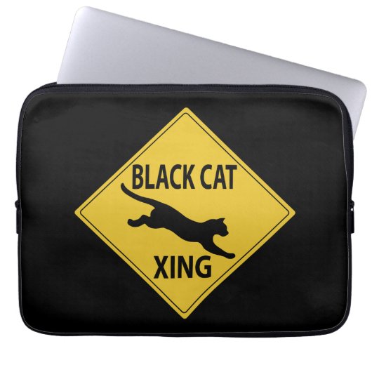 Black Cat Xing Laptopschutzhülle (Vorderseite)