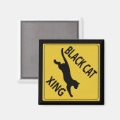 Black Cat Xing Magnet (Vorderseite/Rückseite)