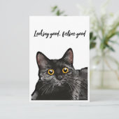 Black Cat Yellow Eyes Card Dankeskarte (Stehend Vorderseite)