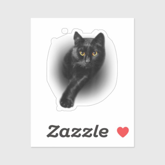 Black Cat Yellow Eyes T - Shirt Cats T-Shirt Aufkleber (Blatt)