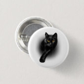 Black Cat Yellow Eyes T - Shirt Cats T-Shirt Button (Vorne & Hinten)