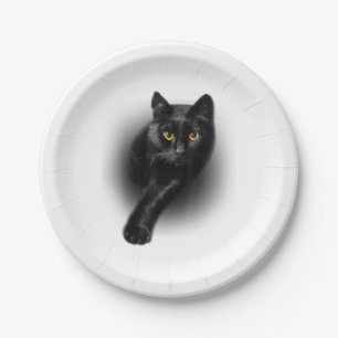 Black Cat Yellow Eyes T - Shirt Cats T-Shirt Pappteller
