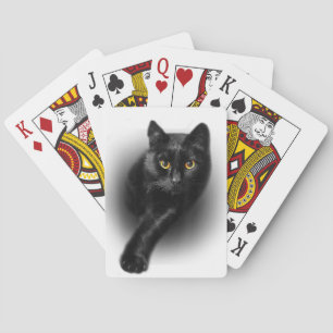 Black Cat Yellow Eyes T - Shirt Cats T-Shirt Spielkarten