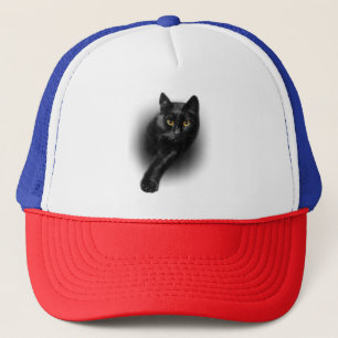 Black Cat Yellow Eyes T - Shirt Cats T-Shirt Truckerkappe