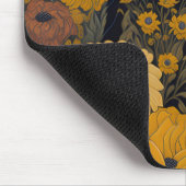 Black Cat Yellow Eyes Vintage Blume #2 Mousepad (Ecke)