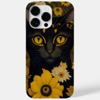 Black Cat Yellow Eyes Vintage Blume
