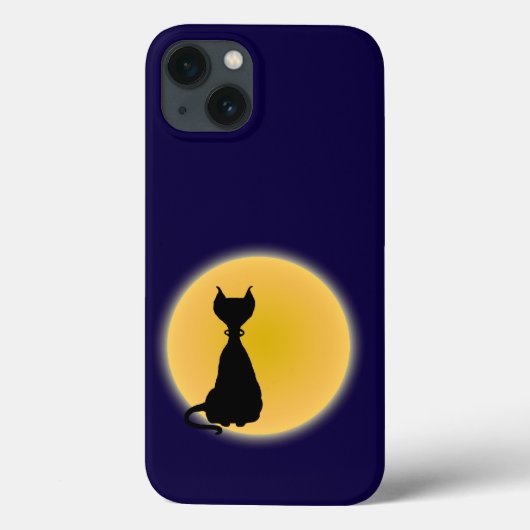 Black Cat & Yellow Moon Halloween Art Case-Mate iPhone Hülle (Rückseite)