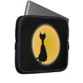 Black Cat & Yellow Moon Halloween Art Laptopschutzhülle (Vorne Rechts)