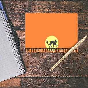 Black Cat Yellow Moon Zaun Post-it Klebezettel