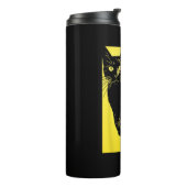 Black Cat Yellow Print Thermosbecher (Nach links gedreht)