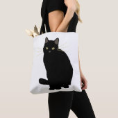 Black Cat Zeichnend Niedliche Black Cat Cat Mama C Tasche (Von Nahem)