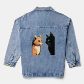 Black Cat Zoning Out - Funny Kitten Meme Jeansjacke (Rückseite)