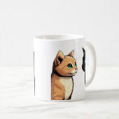 Black Cat Zoning Out - Funny Kitten Meme Kaffeetasse (VorderseiteRechts)