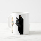 Black Cat Zoning Out - Funny Kitten Meme Kaffeetasse (Vorderseite Links)