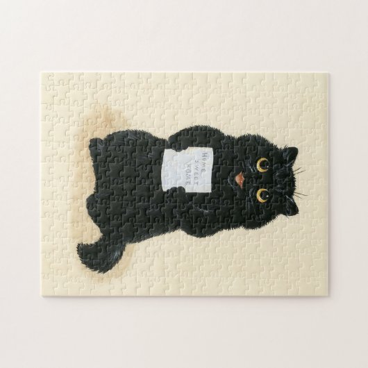Black Cat Zuhause Sweet Zuhause Rescue Shelter Vin Puzzle (Horizontal)