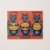 BLACK CATS AND JACKS SEE NO EVIL HALLOWEEN PUZZLE (Horizontal)