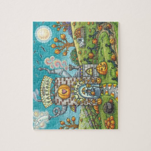 BLACK CATS AND WITCH, PUMPKIN PIE FACTORY PUZZLE (Vertikal)