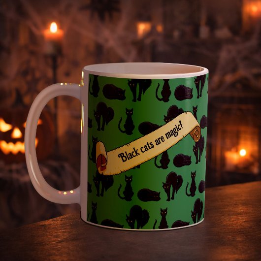 Black Cats Are Magic! Witches Cat Pixel Art Stripe Kaffeetasse