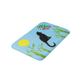Black Cats & Botanicals Blue Bath Mat Badematte (Schrägansicht)