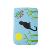 Black Cats & Botanicals Blue Bath Mat Badematte (Vorderseite Vertikal)