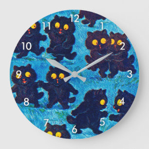 Black Cats Dancing in Moonlight, Louis Wain Große Wanduhr