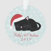 Black Cat's erstes Weihnachtsfest-Foto Ornament (Vorderseite)