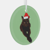 Black Cat's Foto Cutout mit Weihnachtsmannmütze Gr Ornament Aus Glas (Vorderseite Rechts)