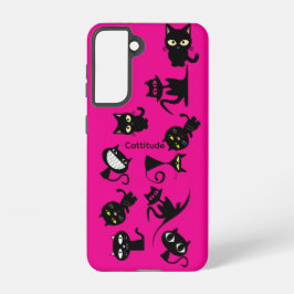 Black Cats Fuchsia Samsung Galaxy Phone Case Samsung Galaxy Hülle