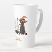 Black Cats Ghosts Halloween Milchtasse (Rechte Ecke)