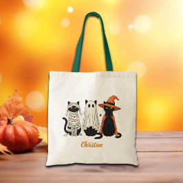 Black Cats Ghosts Halloween Tragetasche