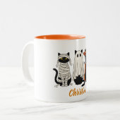 Black Cats Ghosts Halloween Zweifarbige Tasse (Vorderseite Links)