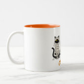 Black Cats Ghosts Halloween Zweifarbige Tasse (Links)