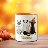 Black Cats Ghosts Halloween Zweifarbige Tasse