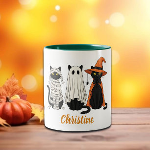 Black Cats Ghosts Halloween Zweifarbige Tasse