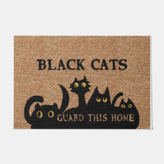 Black Cats Guard This Home Fußmatte