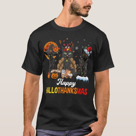 Black Cats Halloween Merry Christmas Happy Halloth T-Shirt (Vorderseite)