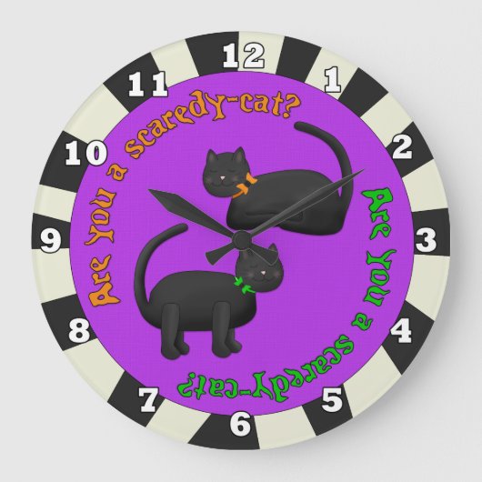 Black Cats Halloween Wall Clock Große Wanduhr (Vorderseite)