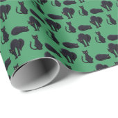 Black Cats Halloween Witch's Cat Pixel Art Pattern Geschenkpapier (Rolleneckpunkt)