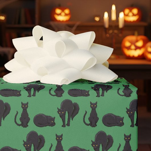 Black Cats Halloween Witch's Cat Pixel Art Pattern Geschenkpapier