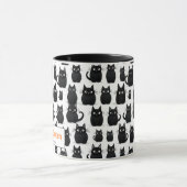 Black Cats Individuelle Name Happy Halloween Tasse (Zentrum)