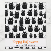 Black Cats Individuelle Name Happy Halloween Weinetikett (Einzelnes Label)