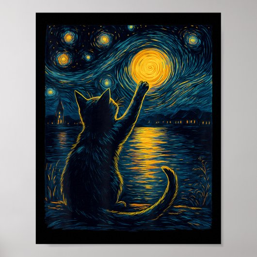 Black Cats Lover Starry Night Vincent Van Gogh Poster (Vorne)